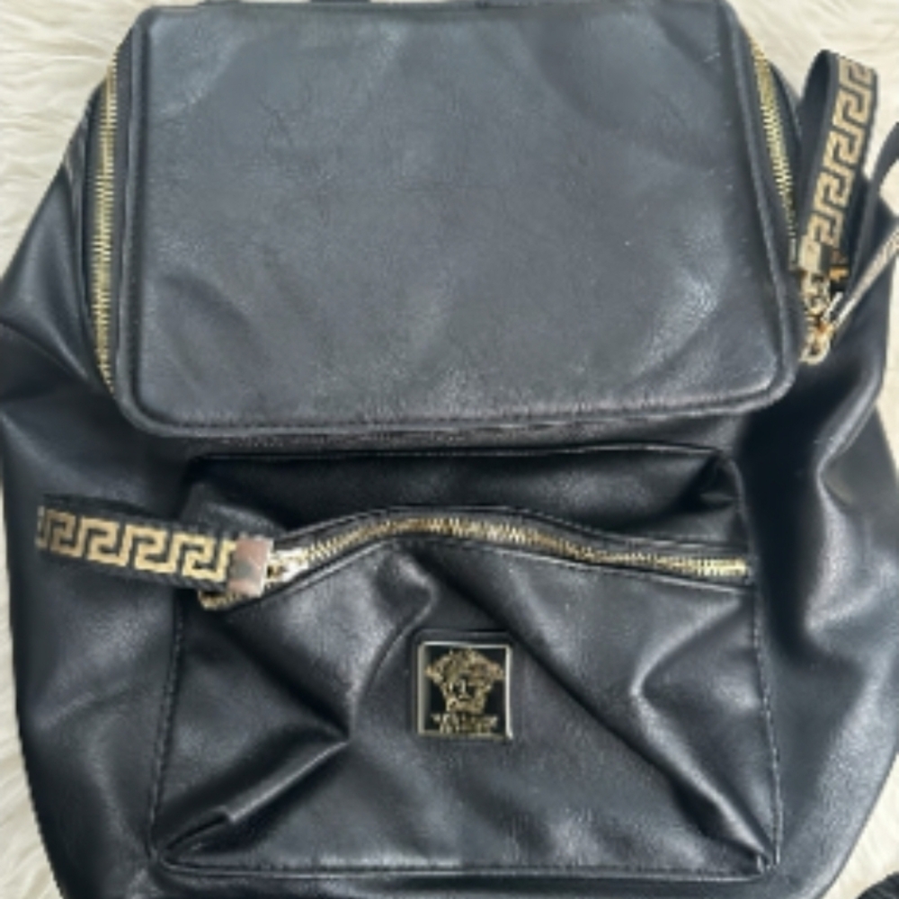 Versace Black Backpack with Gold Accents - Picture 8 of 11
